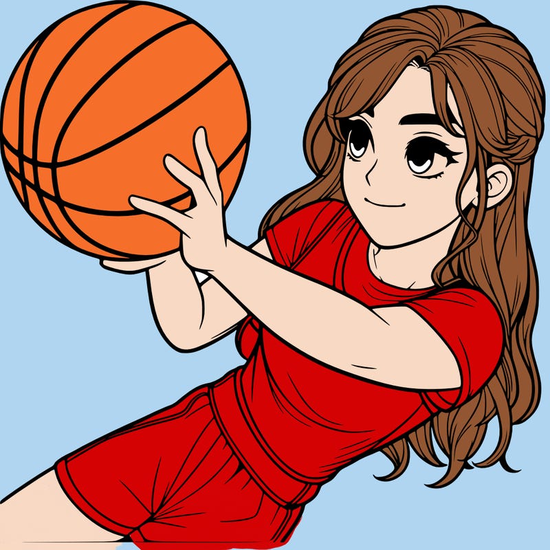 realistic girl playing basketball