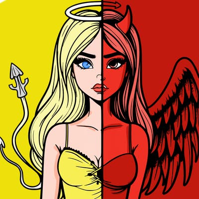 devil vs angel realistic girl