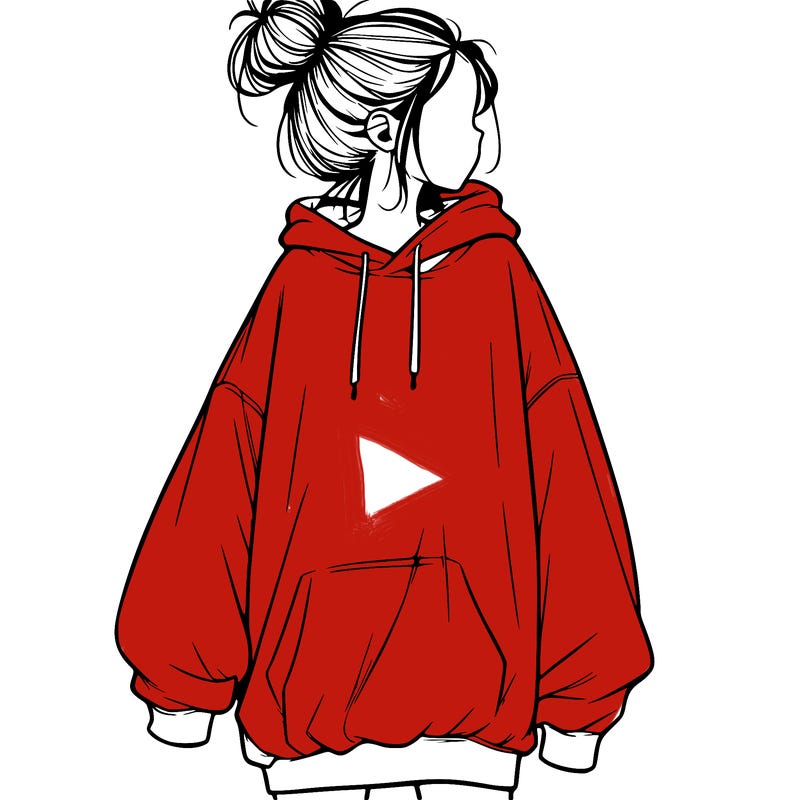 realistic girl with a oversized sweatshirt on and a bun