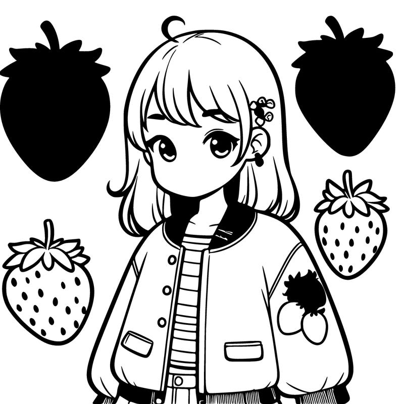 girl and a strawberry jacket