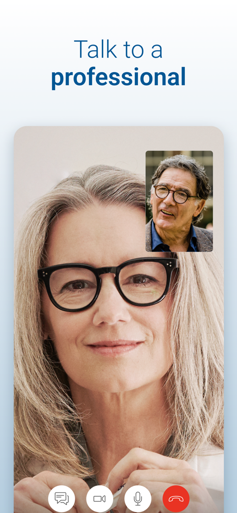 Beltone HearMax - Una interfaz de videollamada en un smartphone que muestra a una mujer mayor consultando con un profesional de la audición.