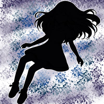 realistic girl floating