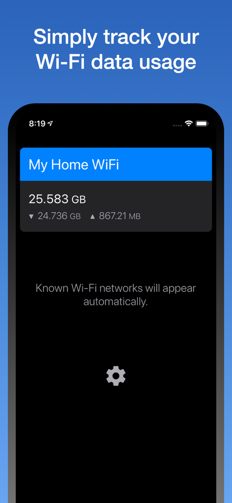 WifiMan from DataMan - 自宅Wi-Fiネットワークのデータ使用統計を表示するWifiManアプリのインターフェース