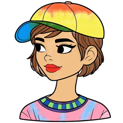 woman with short hair and a ball cap