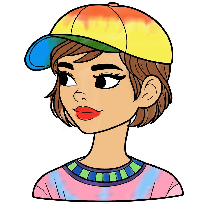 woman with short hair and a ball cap