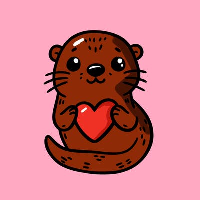 otter with a heart