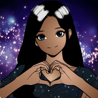 a girl doing heart hands realistic