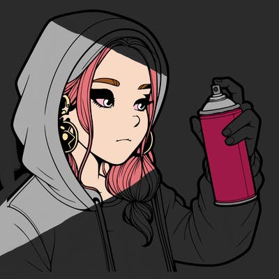 a realistic girl, spray painting