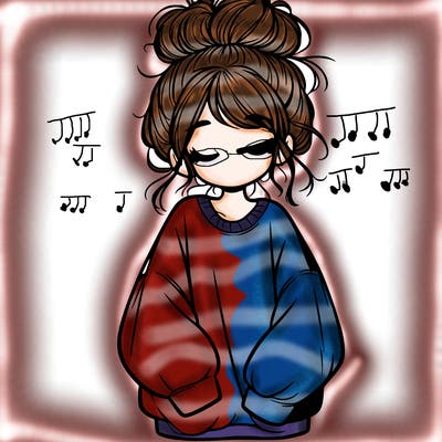 girl with baggy sweatshirt and messy bun