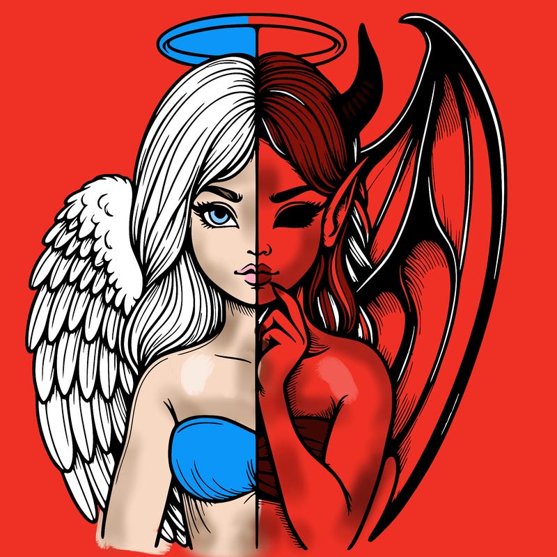 realistic angel half demon