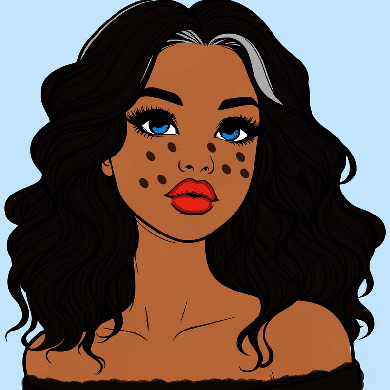 realistic girl with wavy hair and lips