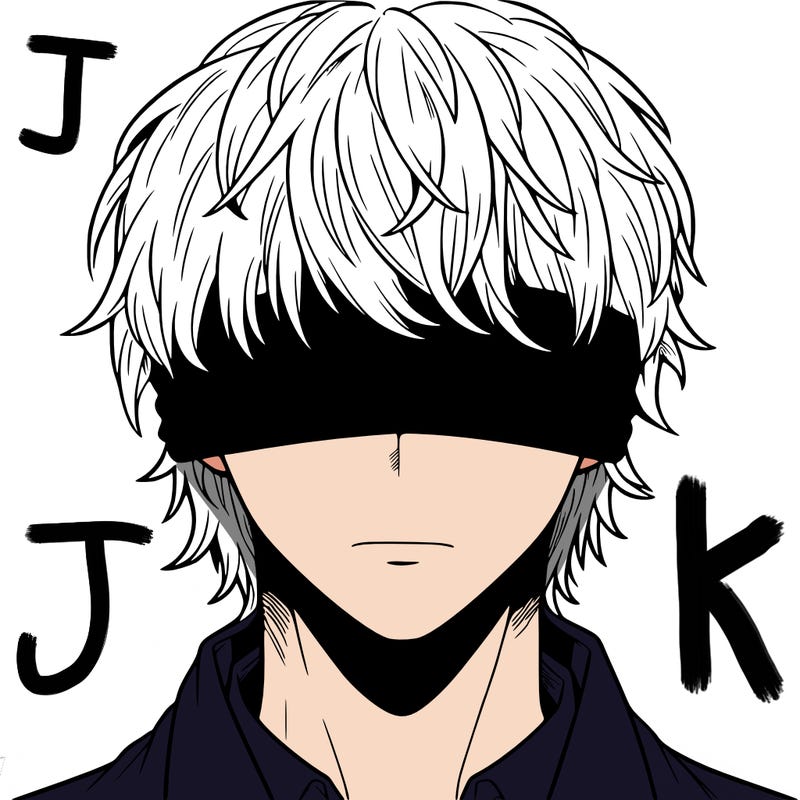 white haired man blindfolded
