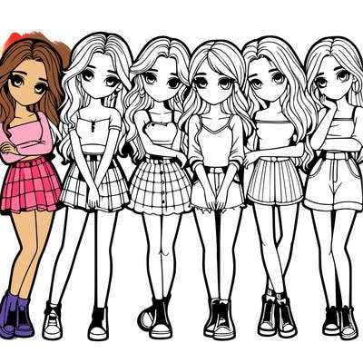 a group of girls realistic