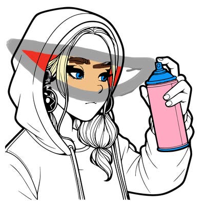 a realistic girl, spray painting