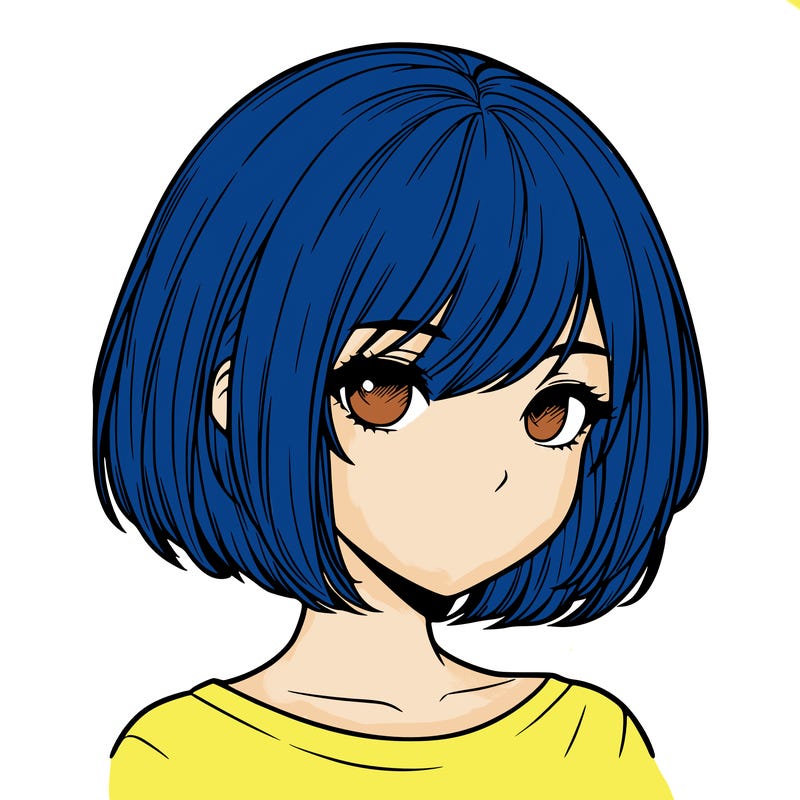 realistic girl with short hair