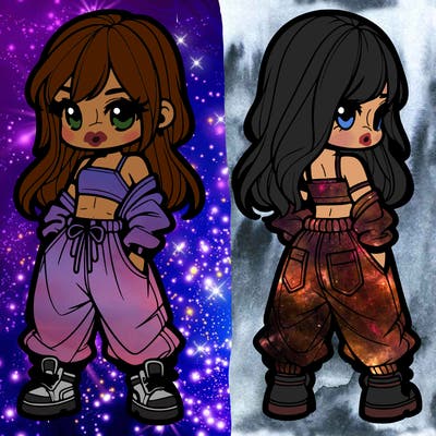 girl in crop top and baggy pants