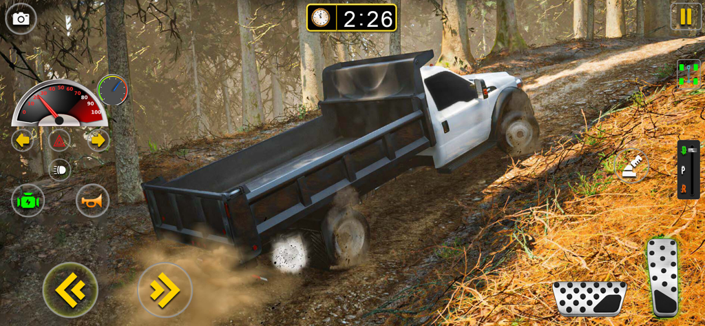 4x4 Offroad Car Simulator Game - A white truck driving on a dirt trail in a 4x4 offroad simulator game