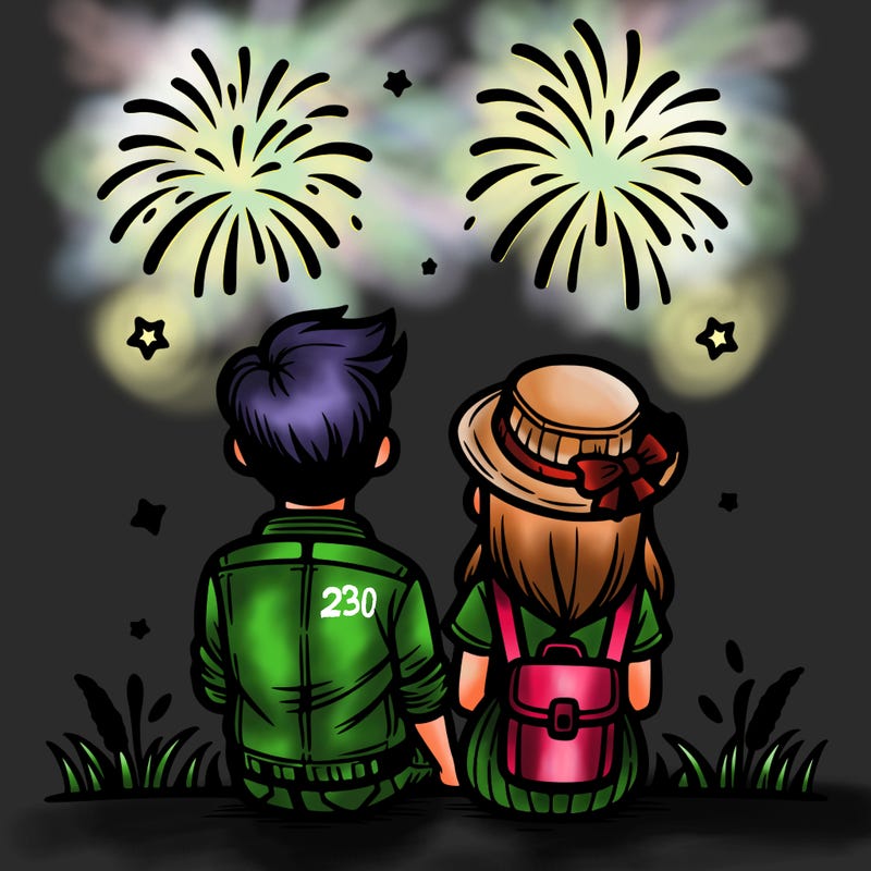 couple watching fireworks
