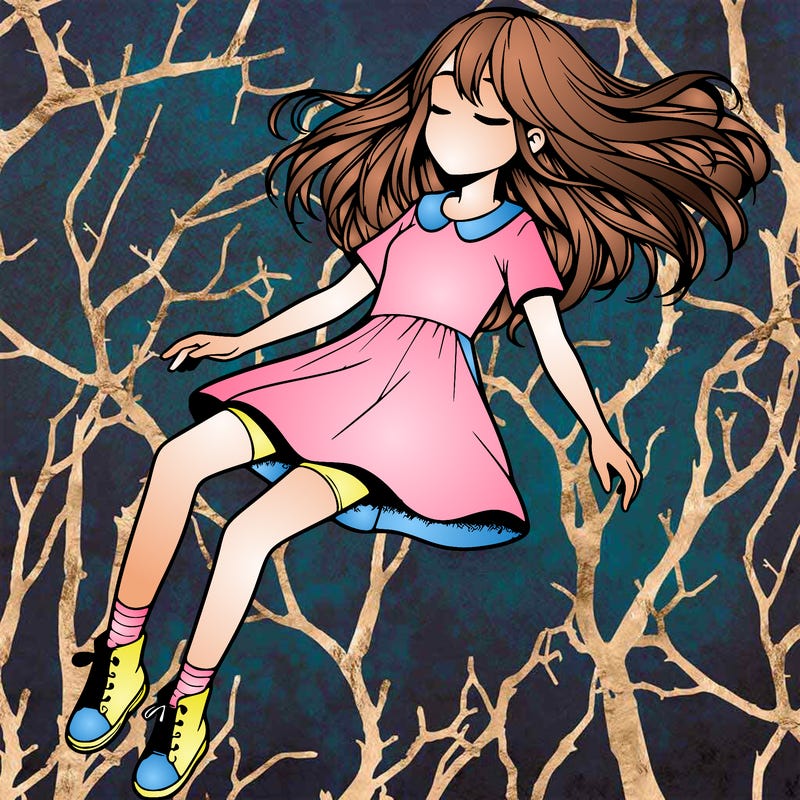 realistic girl floating