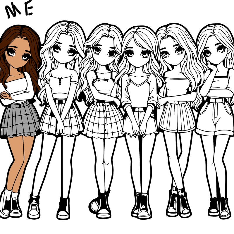 a group of girls realistic