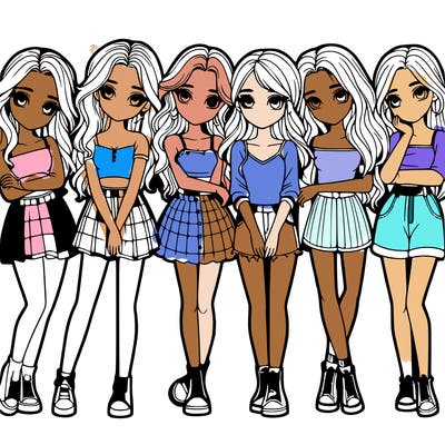 a group of girls realistic