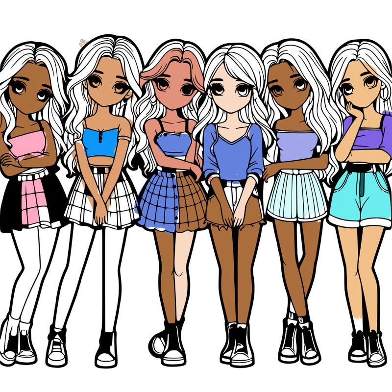 a group of girls realistic