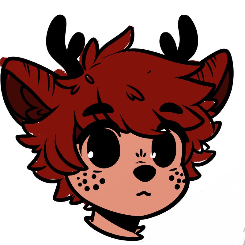 a humanoid deer with soft fluffy ears