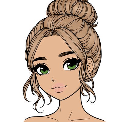 realistic pretty girl with hair in bun