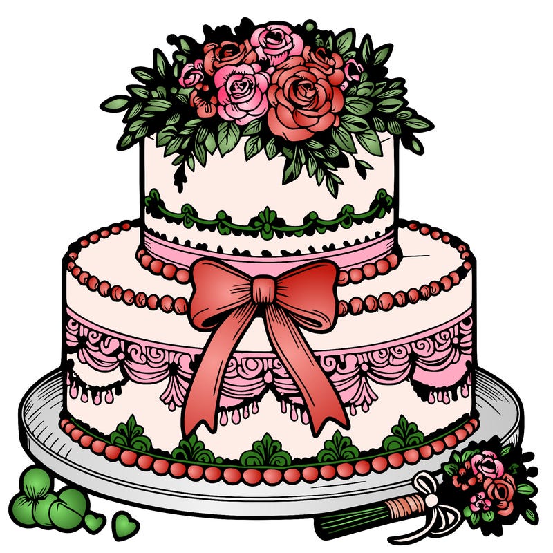 wedding cake in detailed and realistic style