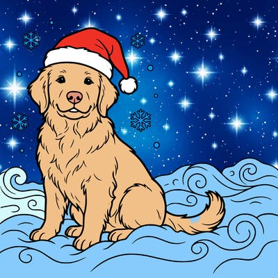 a cute do in a santa hat in the snow