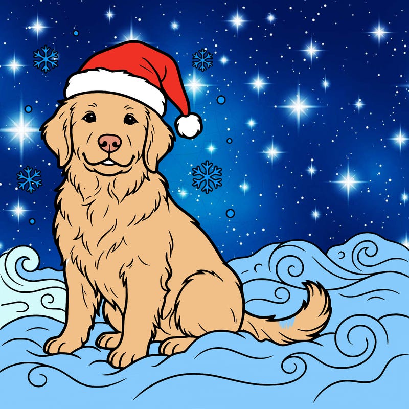 a cute do in a santa hat in the snow