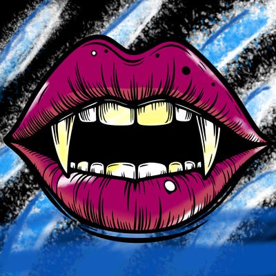 lips with vampire teeth