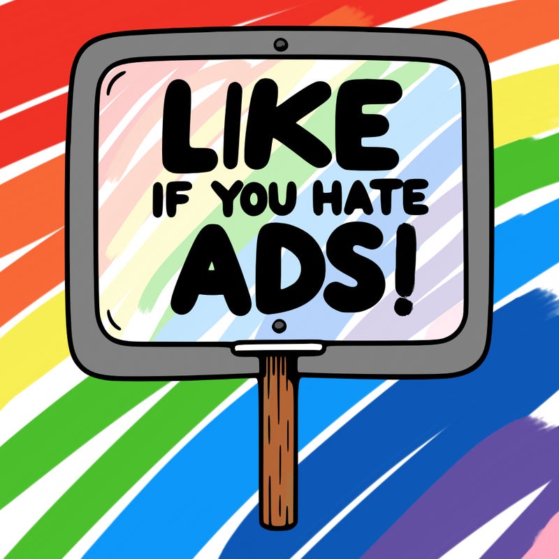 a sign that says like if you hate ads