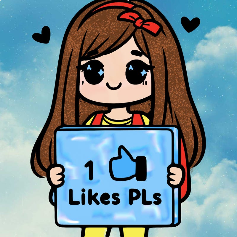 girl holding a sign saying 10 likes pls