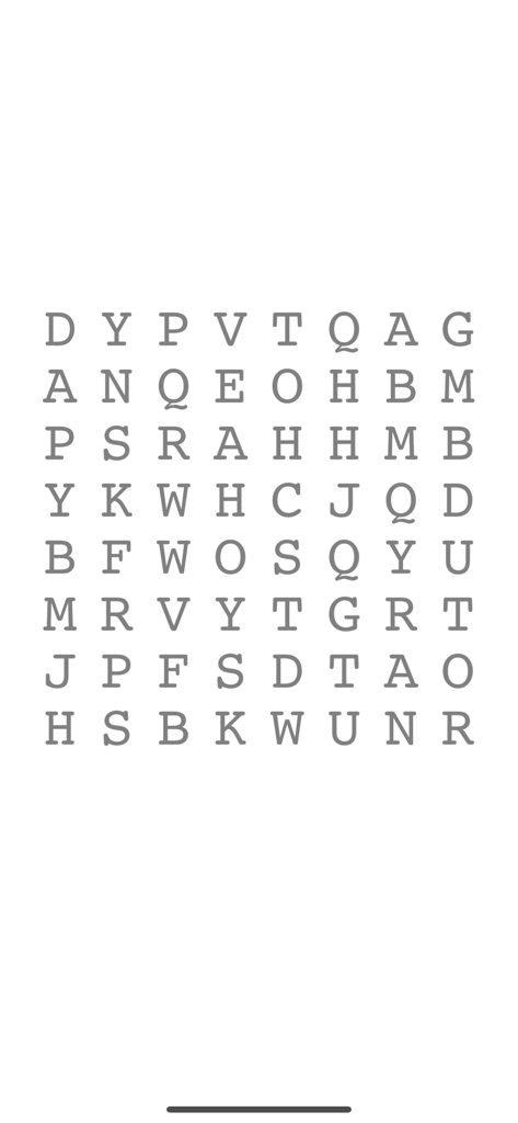 Letter puzzle grid for vestibular rehabilitation exercises