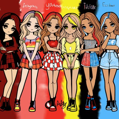 a group of girls realistic