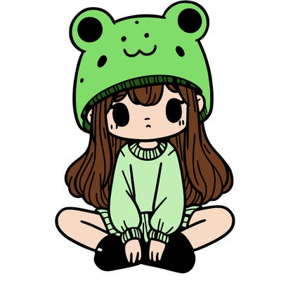 a girl wearing a frog hat and some frog socks