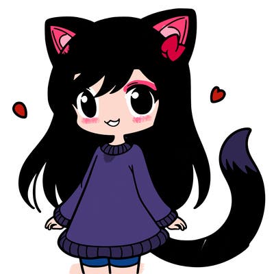 girl with cat ears and tail