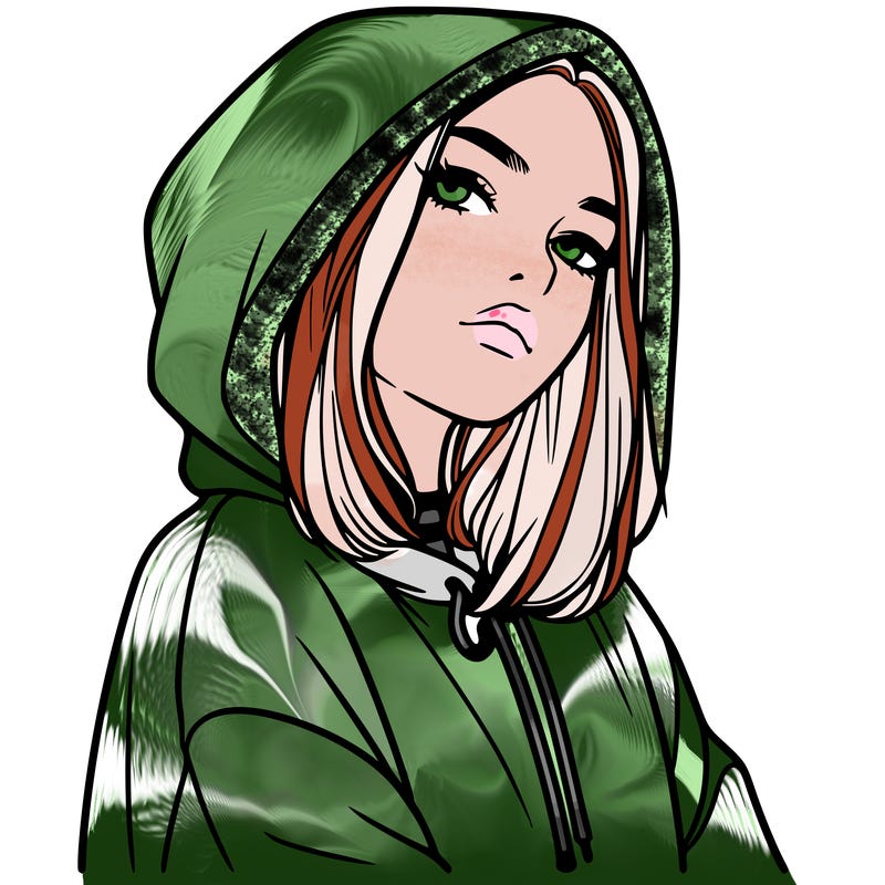a realistic girl in a hoodie