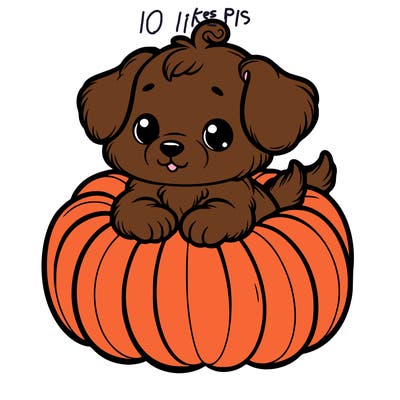 cute little puppy in a pumpkin
