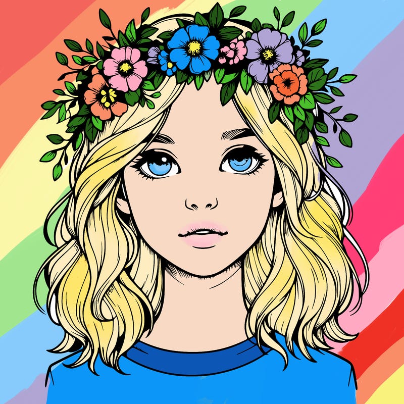 realistic girl with flower crown