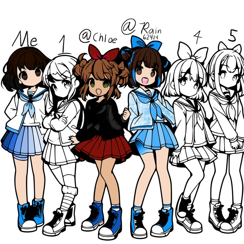 a group of young anime girls