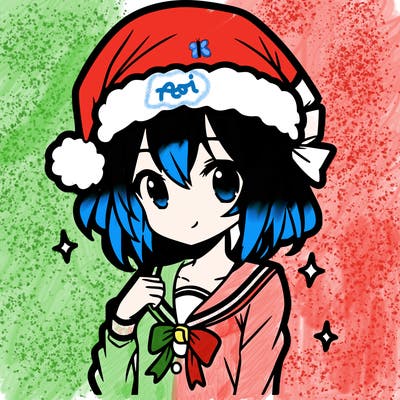 anime girl wearing a santa hat