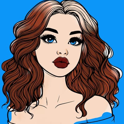 realistic girl with wavy hair and lips