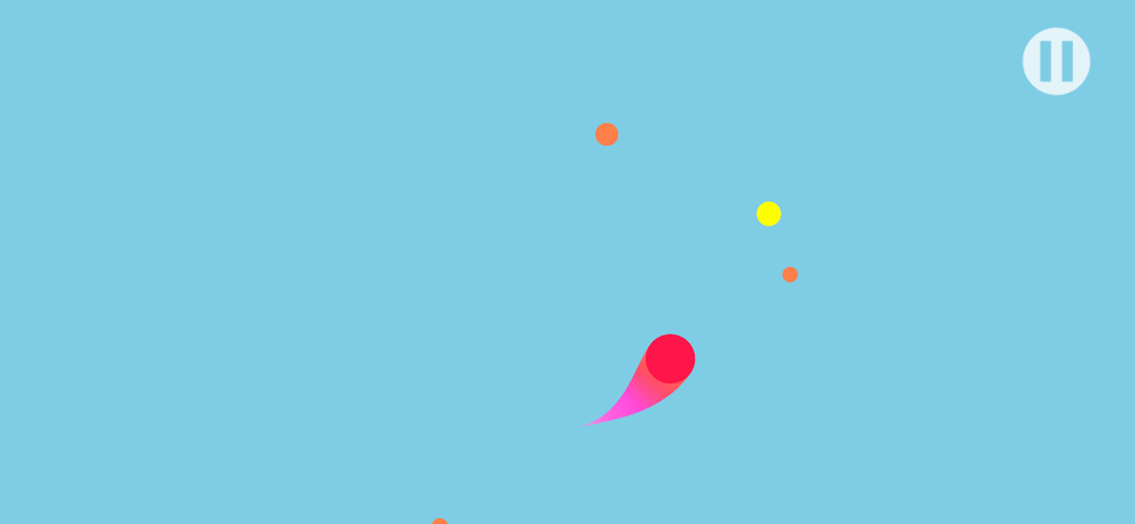 Dot Scale - A pink dot moving to absorb smaller colored dots in the Dot Scale mobile game.