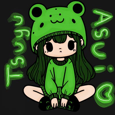 a girl wearing a frog hat and some frog socks