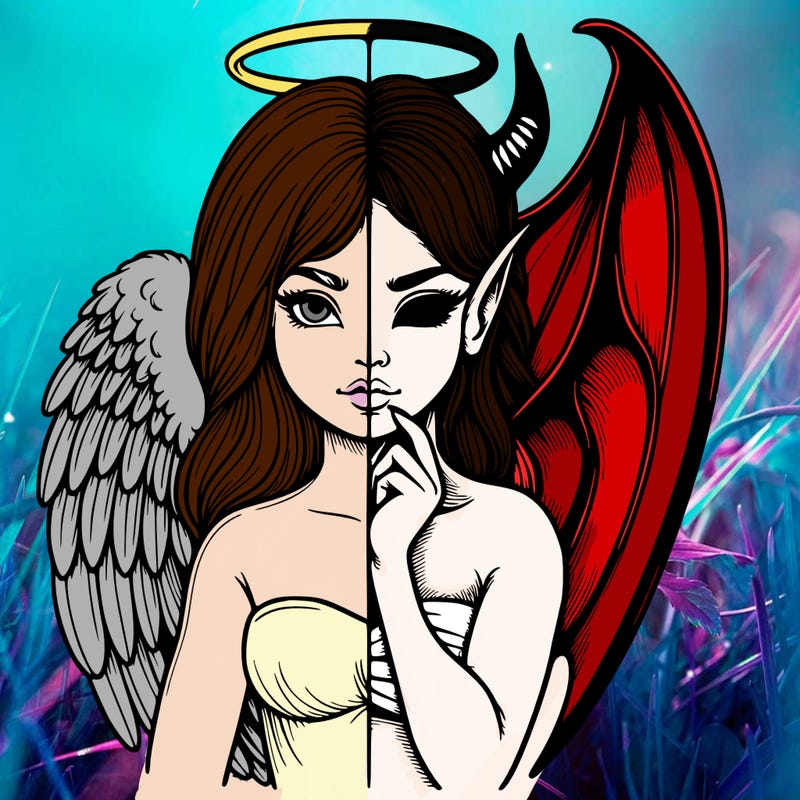 realistic angel half demon