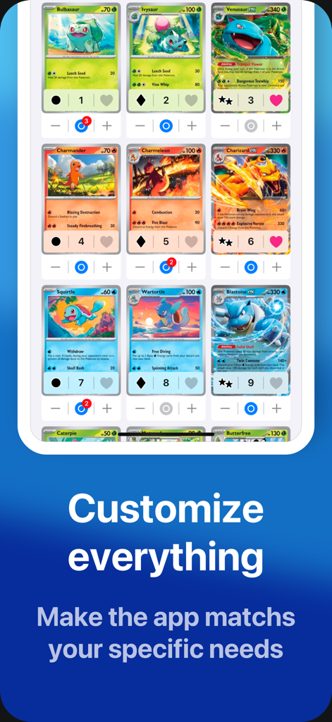 ProDex TCG - Card Tracker - Screenshot of the ProDex TCG app displaying a customizable grid of Pokemon cards for collection tracking.