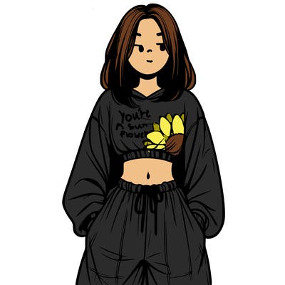 realistic girl faceless with baggy pants and a crop top