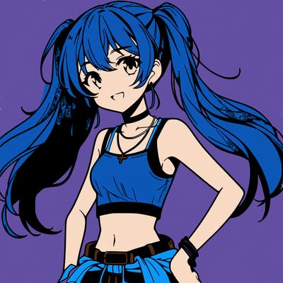 anime girl wearing crop top